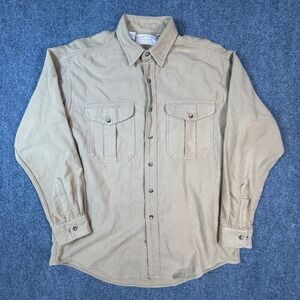 Filson 852 Mens Cotton Suede Finish Shirt Tan Khaki Large Made in USA Workwear
